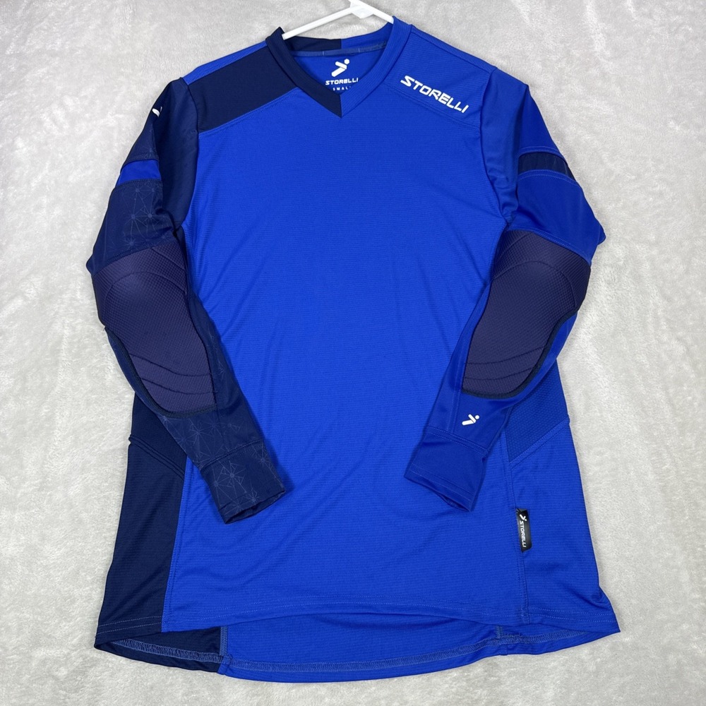 Storelli ExoShield Gladiator Goalkeeper Jersey Mens Small Blue Padded Soccer